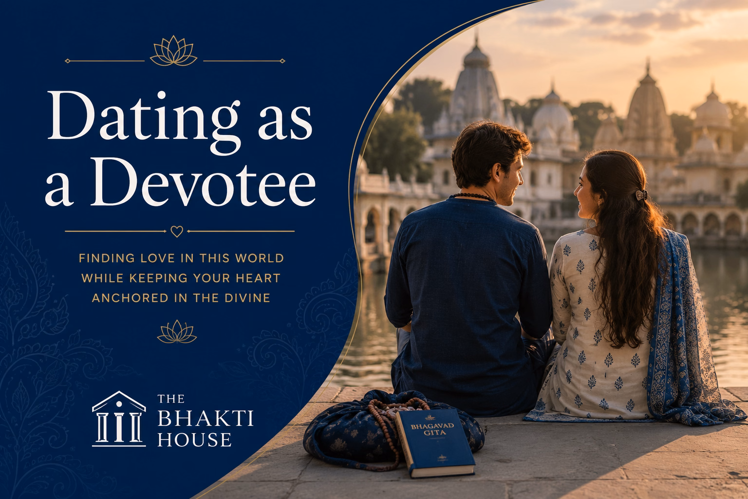 Two devotees dating, visiting Radha Kund.